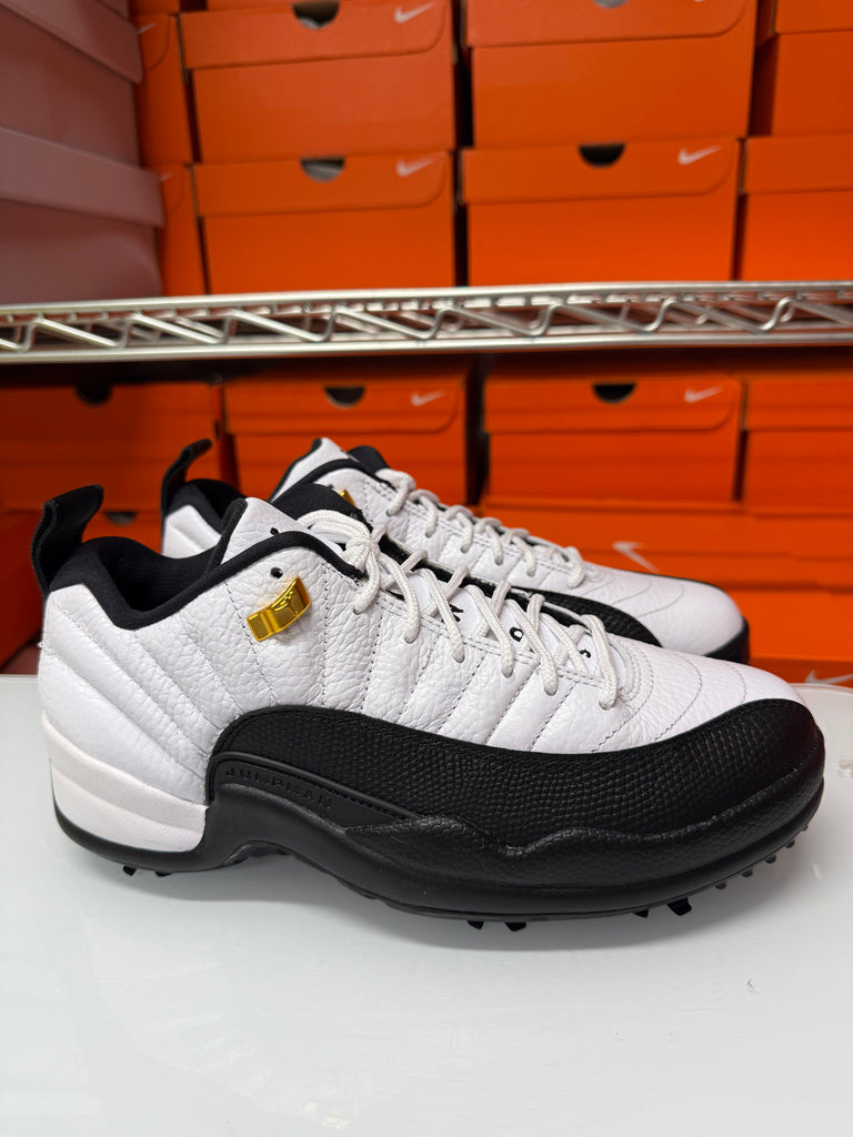 Nike Men's Air Jordan 12 Low Golf Shoes White Black Taxi DH4120-100