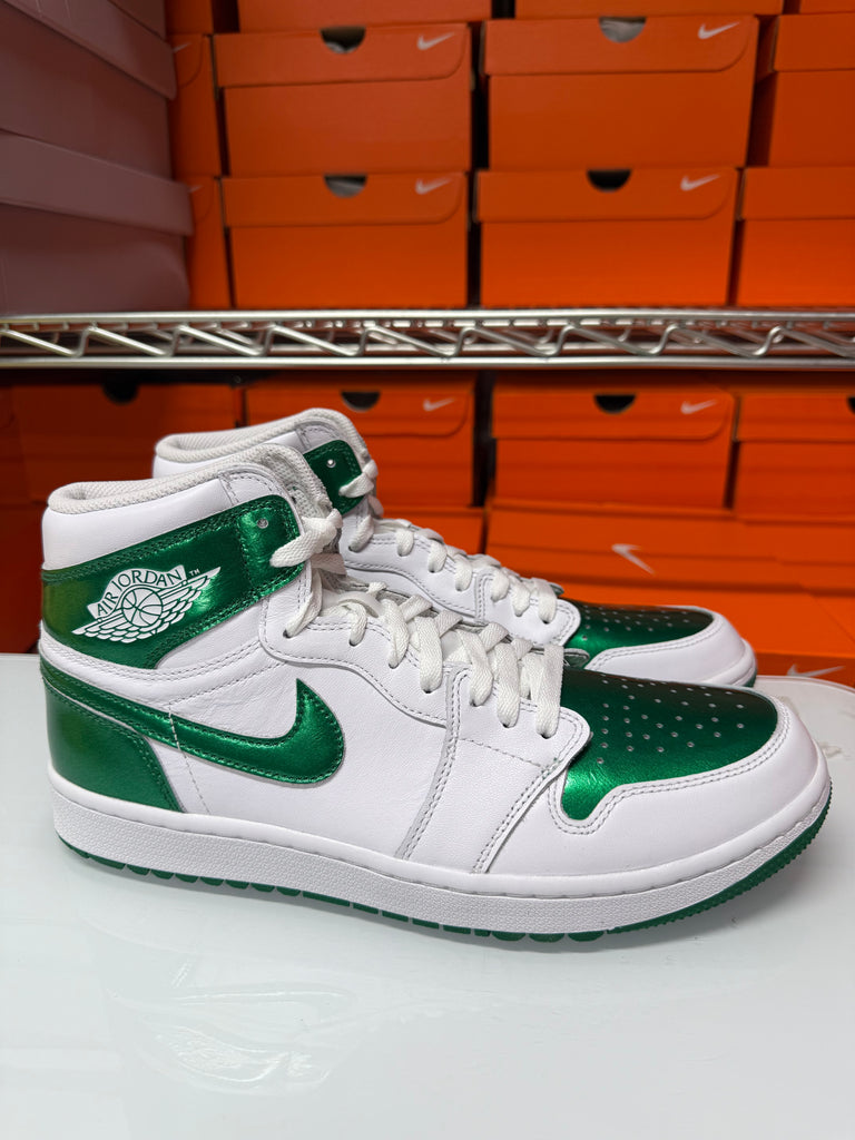 Nike Men's Air Jordan 1 High Golf Shoes White Pine Green DQ0660-130
