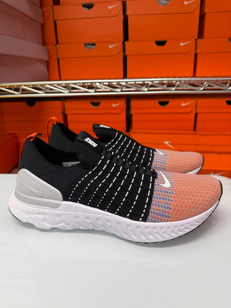 Nike Men's React Phantom Run Flyknit 2 Shoes Black White Orange DQ7647-001