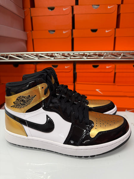 Nike Men's Air Jordan 1 Retro High Golf Shoes Black Gold White DQ0660-002