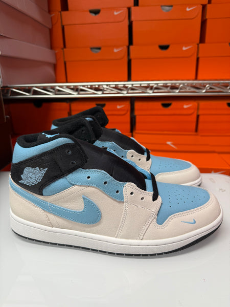 Nike Men's Air Jordan 1 Mid SE Shoes White Blue Chill Black IM6567-121
