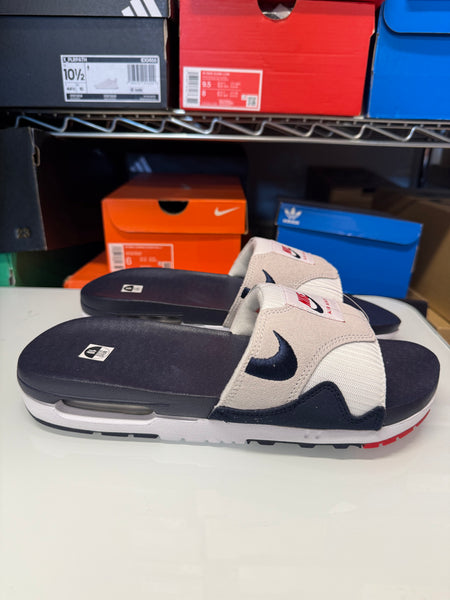 Nike Men's Air Max 1 Slides White Obsidian Grey DH0295-104