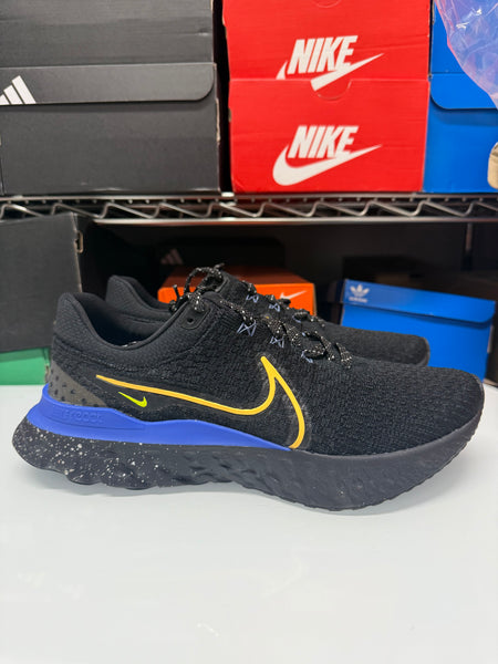 Nike Men's React Infinity Run Flyknit 3 Shoes Black Blue Yellow DZ4845-001