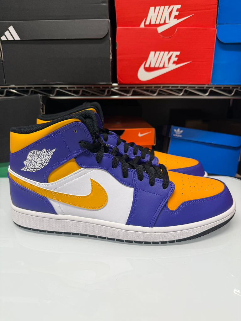 Nike Men's Air Jordan 1 Mid Shoes Lakers Purple Yellow DQ8426-517