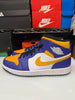 Nike Men's Air Jordan 1 Mid Shoes Lakers Purple Yellow DQ8426-517
