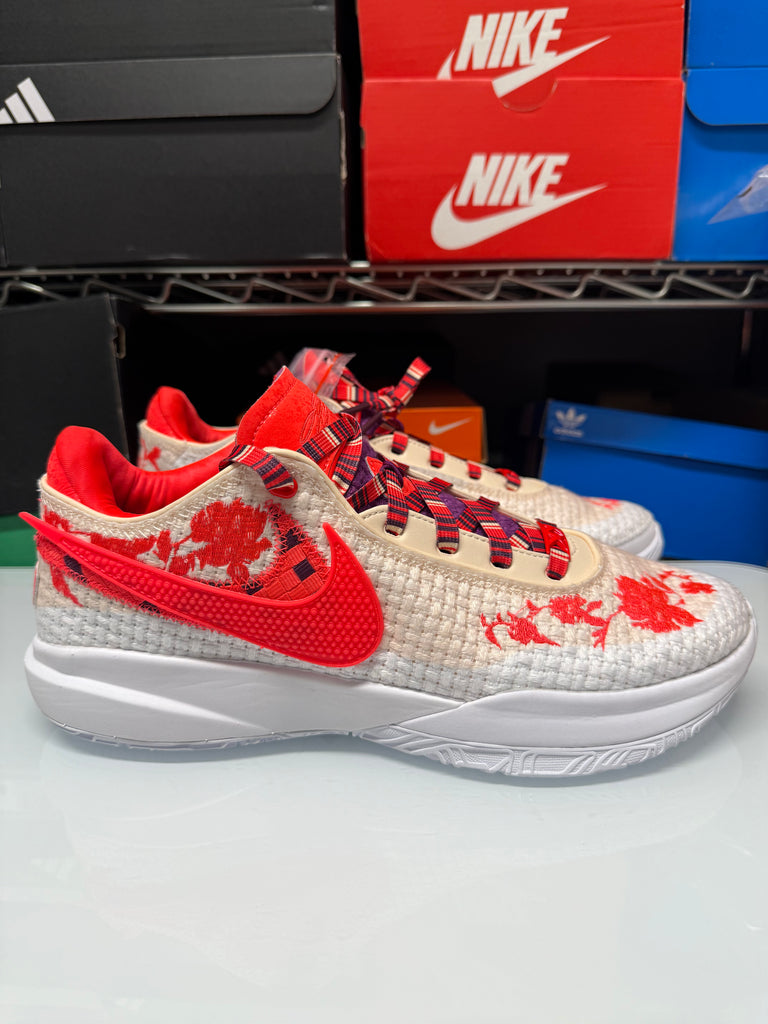 Nike Men's Lebron XX 20 PRM Shoes Mimi Plange Ceremony Guava Crimson FJ0725-801