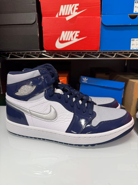 Nike Men's Air Jordan 1 High Golf Shoes White Navy Silver DQ0660-100