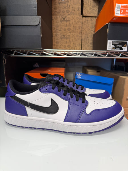Nike Men's Air Jordan 1 Low Golf Shoes White Black Court Purple DD9315-105