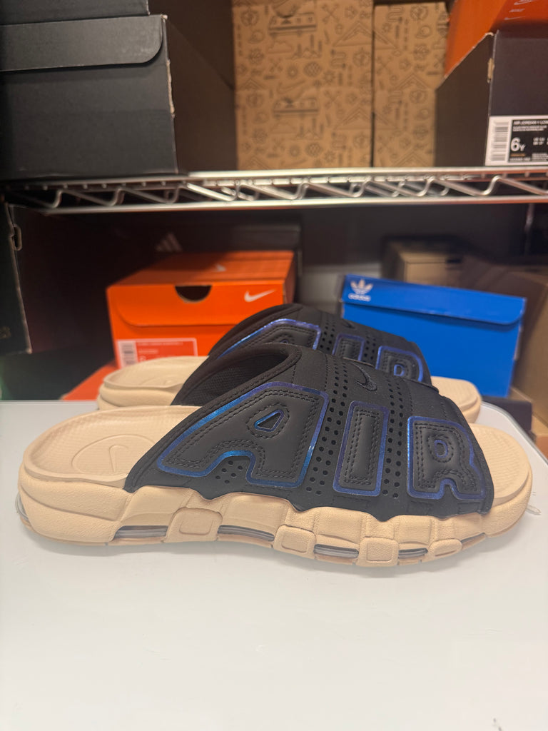 Nike Men's Air More Uptempo Slide Black Sanddrift Iridescent Shoes FB7799-001