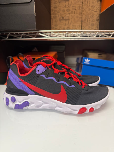 Nike Women's React Element 55 Shoes Black White Red Purple CQ9903-001