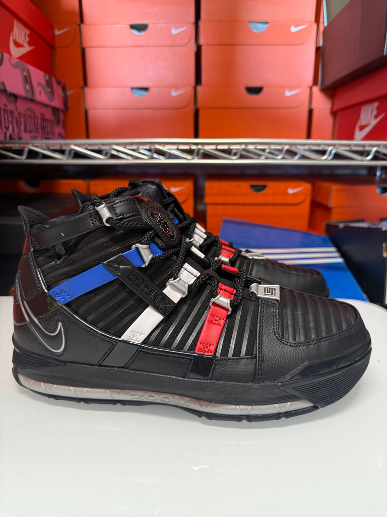 Nike Men's Zoom Lebron 3 QS Shoes Black Red Silver Blue DO9354-001