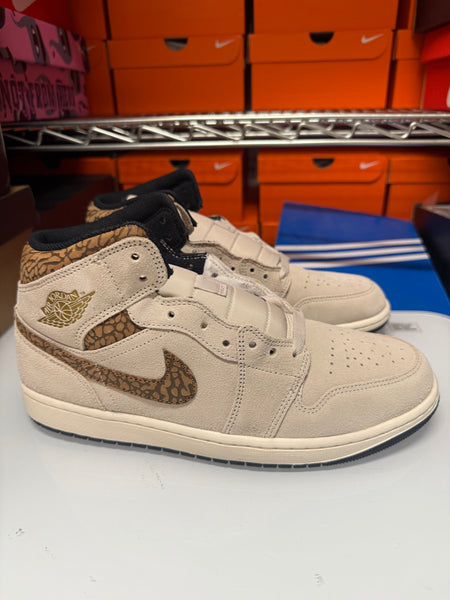 Nike Men's Air Jordan 1 Mid SE Shoes Brown Elephant DZ4129-102