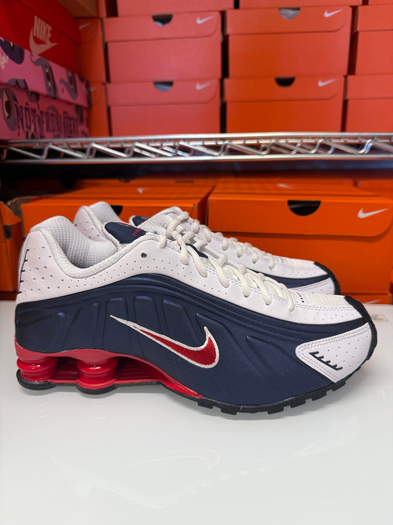 Nike Men's Shox R4 Shoes USA Blue White Red HQ1988-400