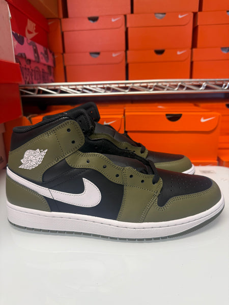 Nike Men's Air Jordan 1 Mid Shoes Black White Olive DQ8426-092