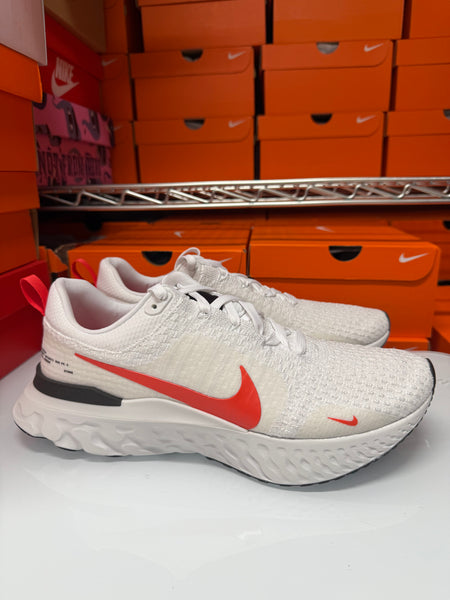Nike Men's React Infinity Run Flyknit 3 Shoes White Crimson DZ3014-100