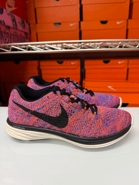 Nike Women's Flyknit Lunar3 Shoes Orange Black Blue 698182-801