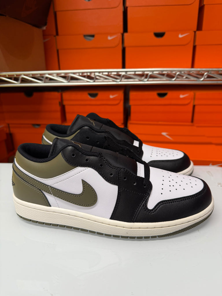 Nike Men's Air Jordan 1 Low Shoes Black White Olive 553558-092