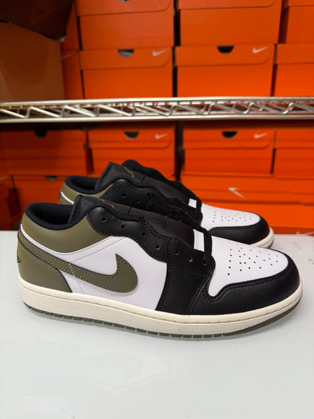 Nike Men's Air Jordan 1 Low Shoes Black White Olive 553558-092